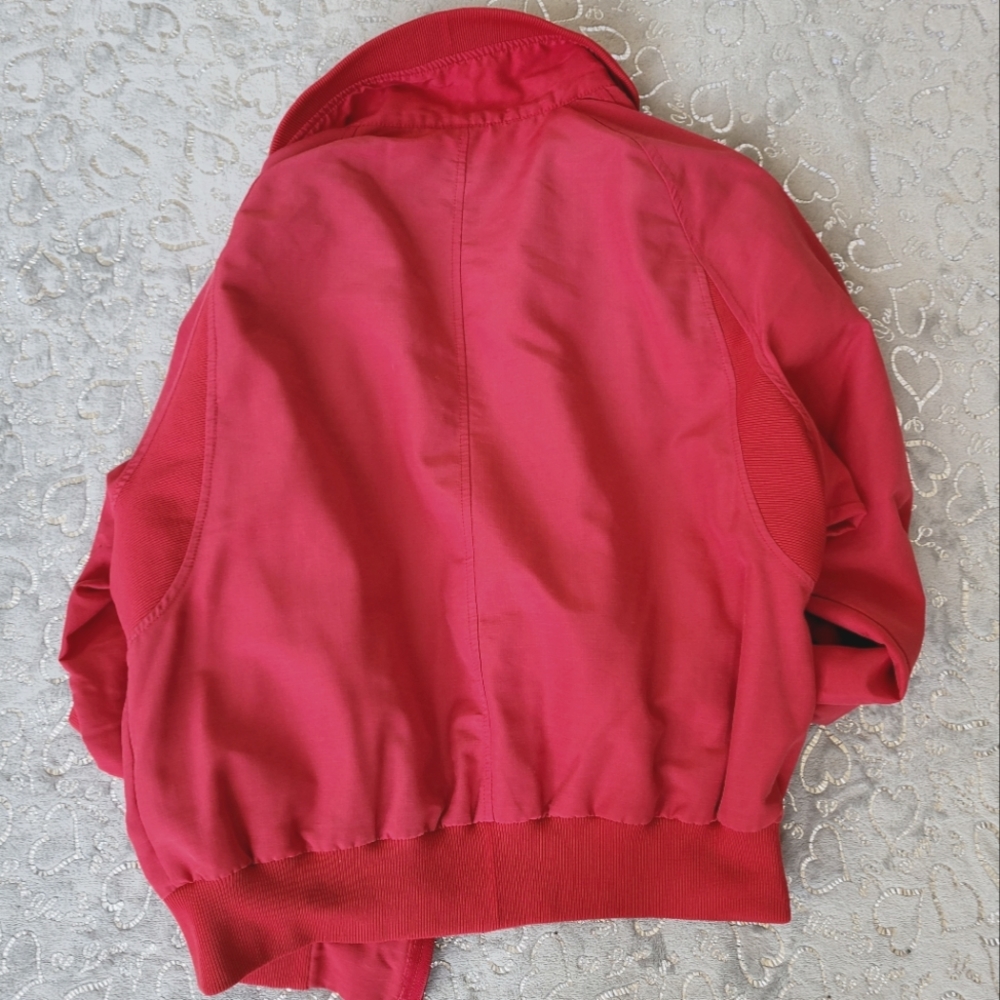 Vintage Sunbuster Red 80s Jacket Banded Hem Bomber Style M - Picture 5 of 6